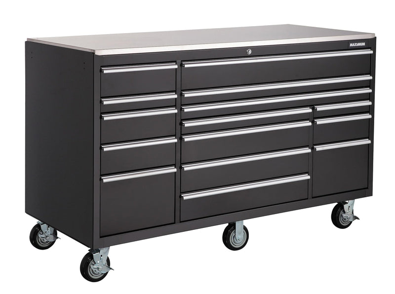 MAXIMUM Rolling Tools Storage Cabinet with 15 Drawers, Black, 72-in x 30-in Z3
