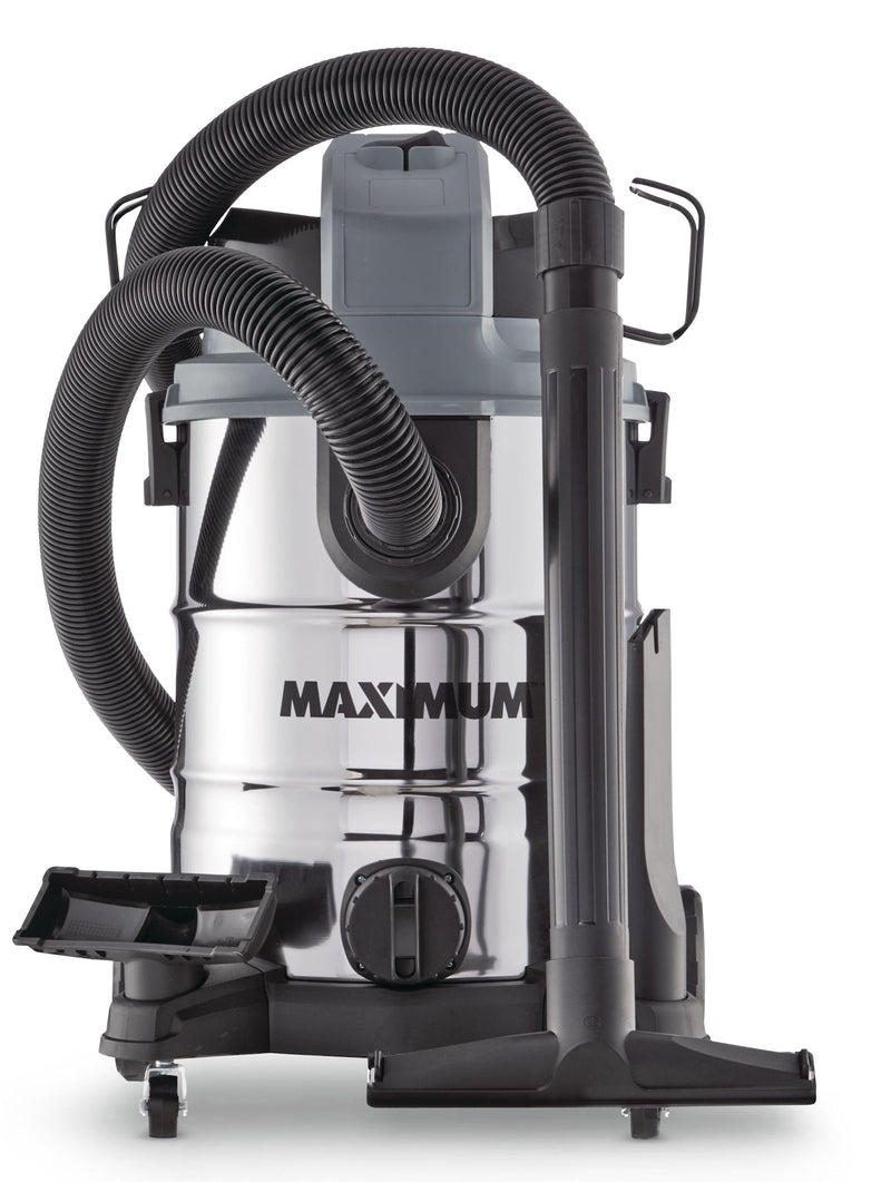 MAXIMUM VKD811SW 5.5 Peak HP Stainless Steel Wet/Dry Shop Vacuum with Hose and Accessories, 30-L K4