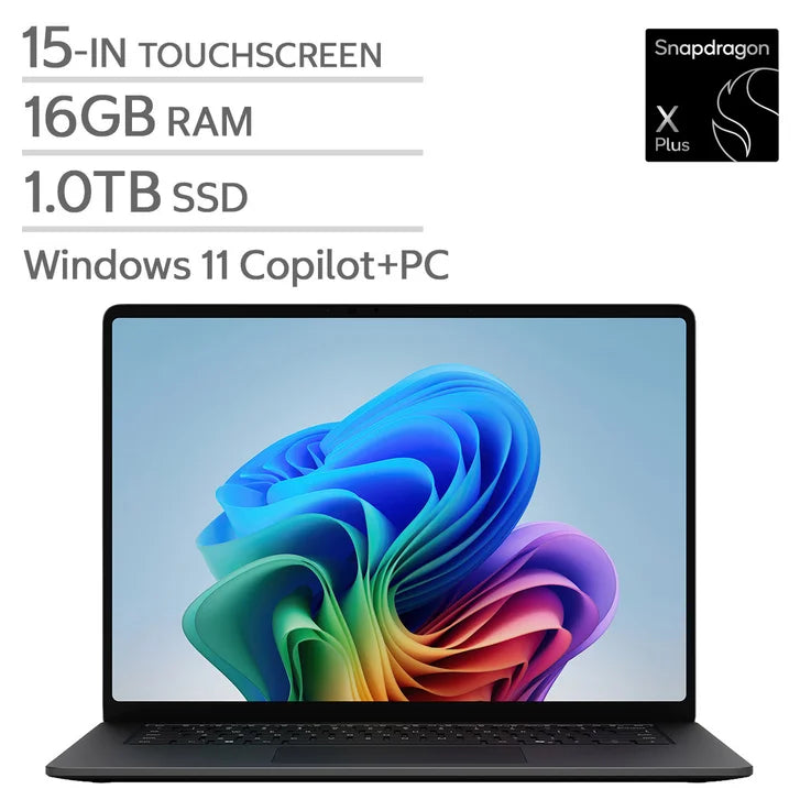 Microsoft Surface 15.0-in. Copilot+ PC Touchscreen Laptop, Qualcomm Snapdragon X2 Plus - 16GB RAM, 1 TB SSD - Black L9