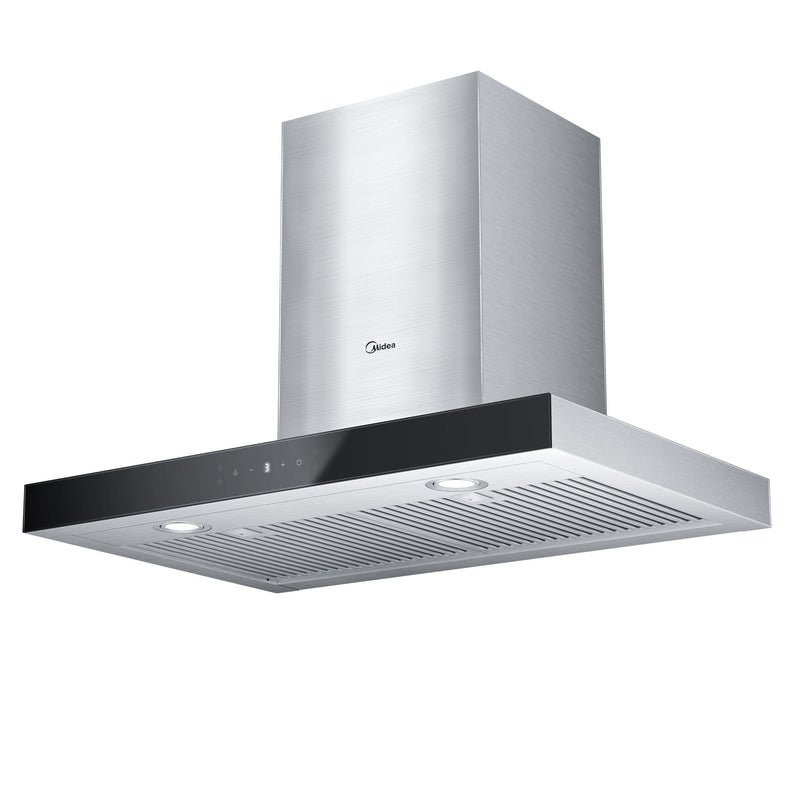 Midea Glass 450CFM T-Shape Kitchen Exhaust Fan Range Hood with Gesture Controls, Stainless Steel, 30-in A6