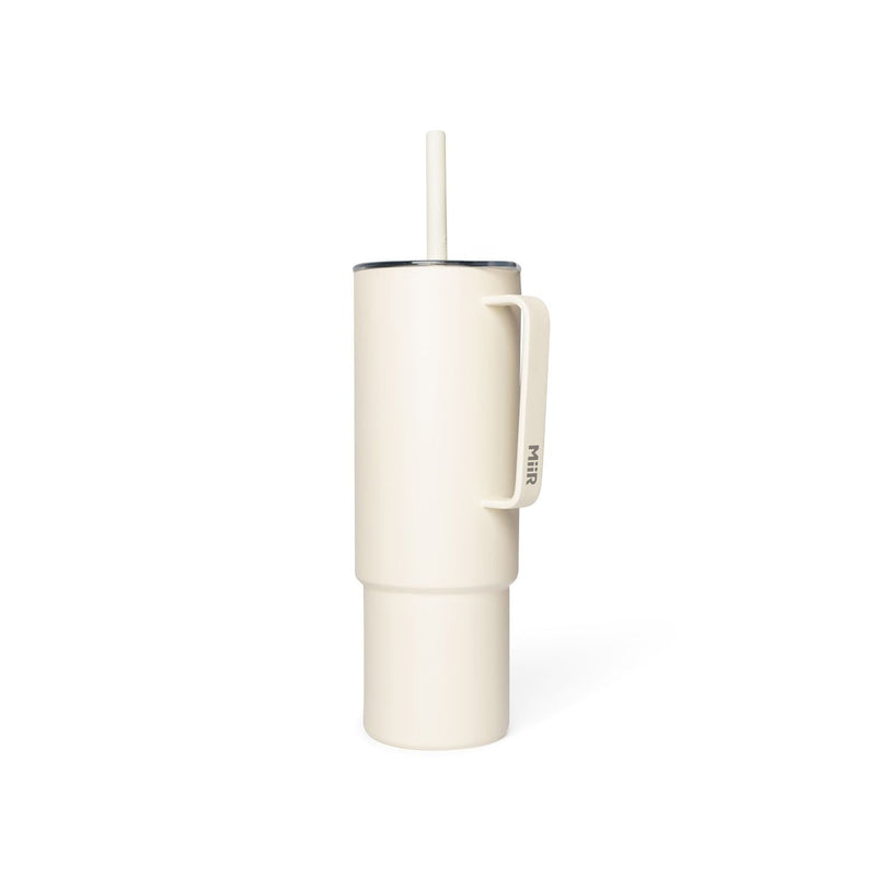 MiiR Stainless Steel Insulated All Day Straw Cup with Handle, Sandstone White, 32-oz I9