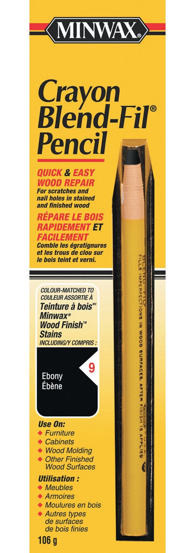Minwax Crayon Blend-Fil Wood Pencil, Ebony Z4