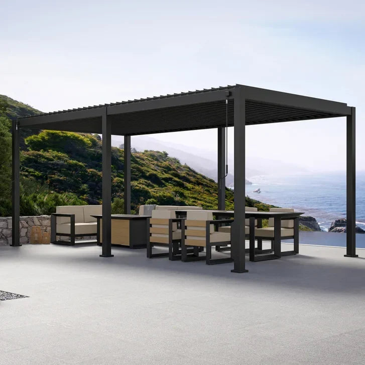 Mirador 10 ft. x 20 ft. Adjustable Louvered Aluminum Pergola E8