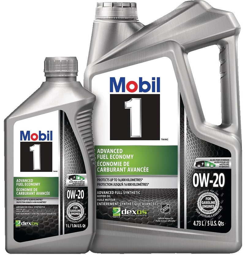 Mobil 1 Advanced Fuel Economy 0W20 Synthetic Engine/Motor Oil Set, 4.73-L + 1-L E3