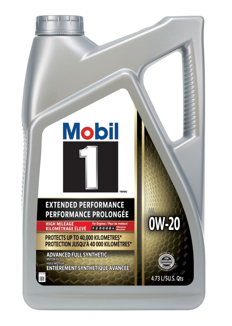 Mobil 1 Extended Performance High Mileage 0W20 Synthetic Engine/Motor Oil, 4.73-L X9