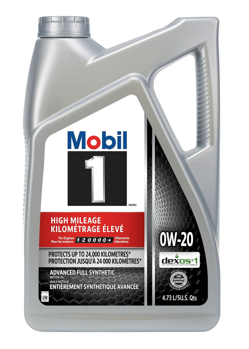 Mobil 1 High Mileage 0W20 Synthetic Engine/Motor Oil, 4.73-L R0