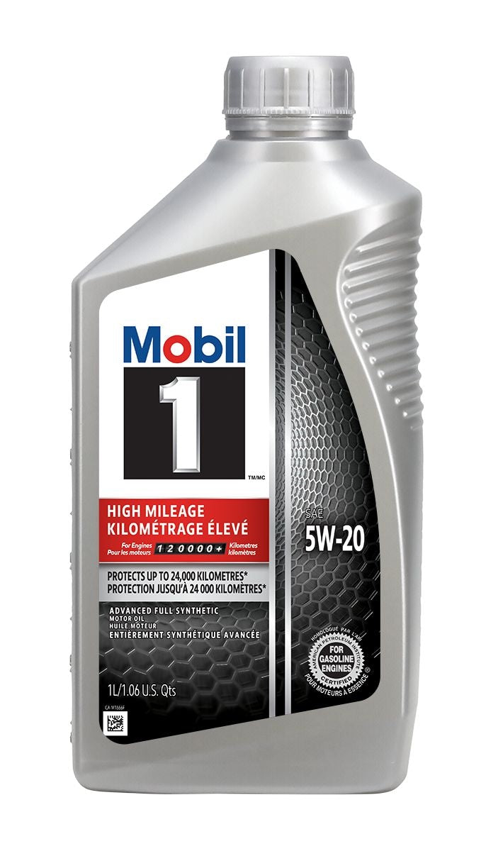 Mobil 1 High Mileage 5W20 Synthetic Engine/Motor Oil, 1-L W8