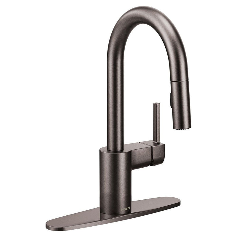 Moen Align Single Handle High Arc Pull Down Spot-Resist Sprayer Kitchen Faucet with Power Clean, Black Stainless Steel I9