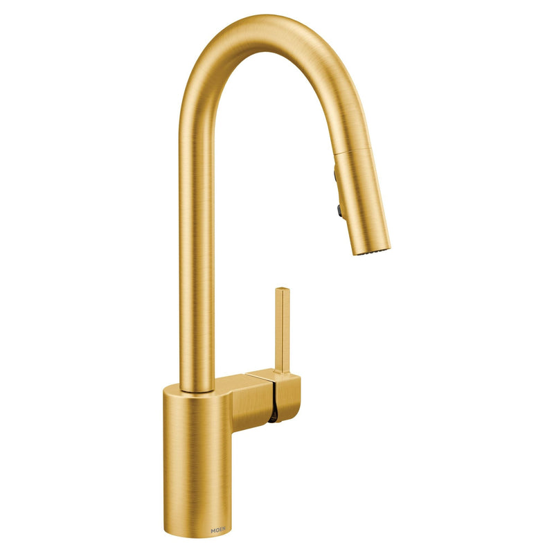 Moen Align Single Handle High Arc Pull Down Sprayer Kitchen Faucet, Brushed Gold N9