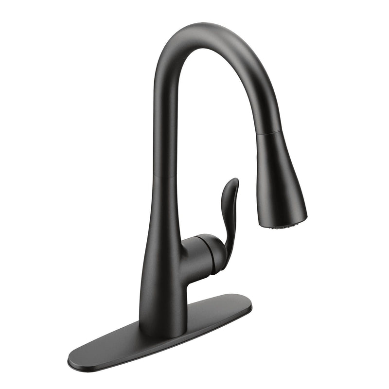 Moen Arbor Single Handle Modern Pull Down Kitchen Faucet with Reflex & Power Clean, Matte Black T3