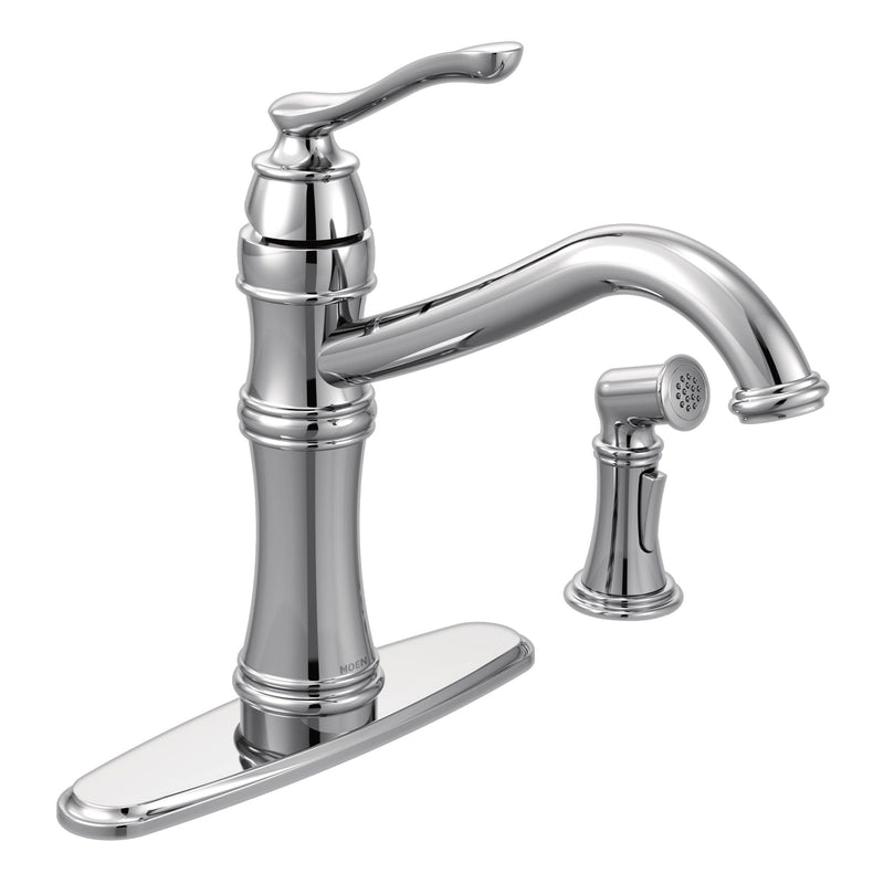 Moen Belfield Single Handle High Arc Kitchen Faucet with Side Sprayer, Chrome J7