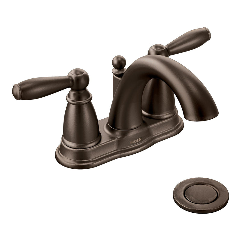 Moen Brantford Double Handle Low Arc 4-in Centerset Bathroom Sink Faucet, WaterSense Certified, Oil Rubbed Bronze D8