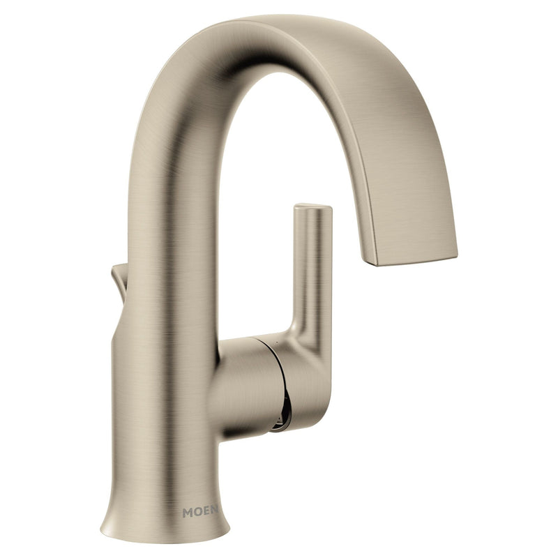 Moen Doux Single Handle Single Hole Bathroom Sink Faucet, WaterSense Certified, Brushed Nickel C0