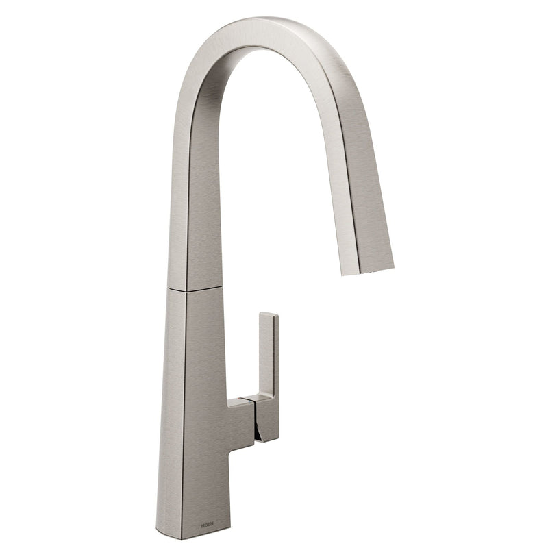 Moen Nio U Single Handle High Arc Smart Pull Down Spot-Resist Sprayer Kitchen Faucet with Power Clean, Stainless Steel E7