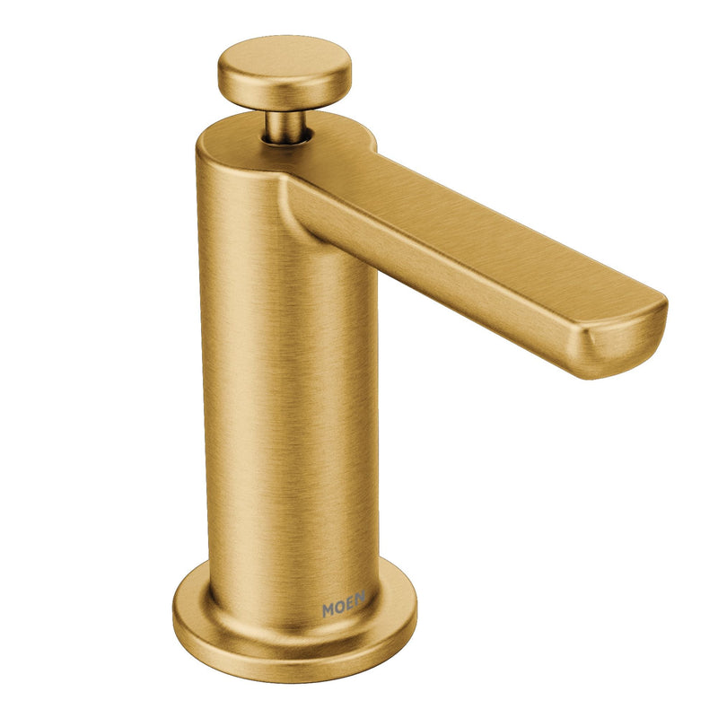 Moen Premium Deck Mounted Kitchen Soap Dispenser with Refillable Bottle, Brushed Gold A6