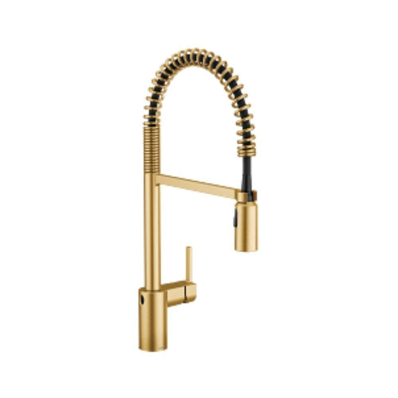 Moen Single Handle Pull Down Kitchen Faucet with MotionSense Wave & Power Clean, Brushed Gold K8