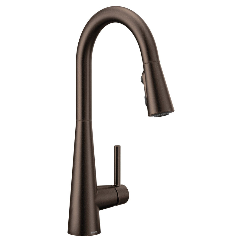 Moen Sleek Single Handle High Arc Pull Down Kitchen Faucet, Oil Rubbed Bronze J3