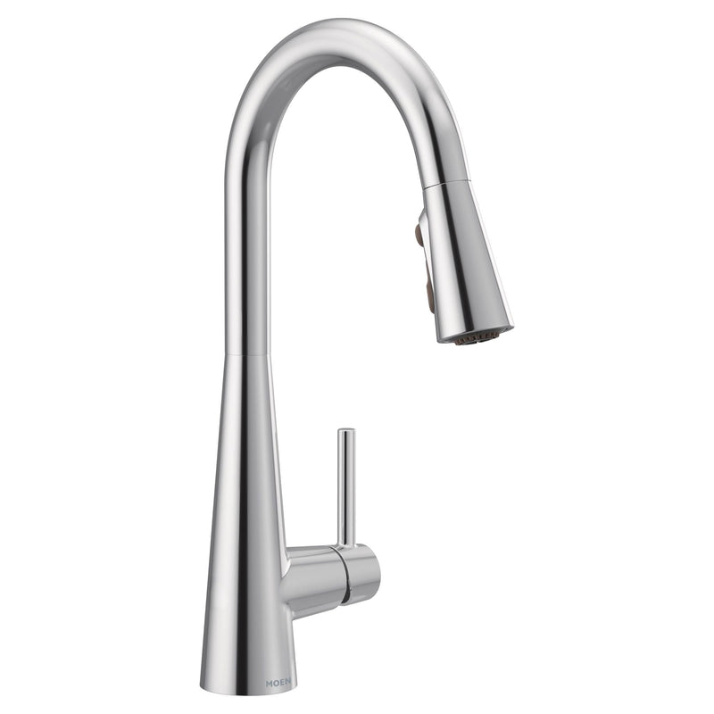 Moen Sleek Single Handle High Arc Pull Down Sprayer Kitchen Faucet with Power Boost, Chrome K6