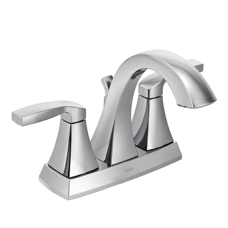 Moen Voss Double Handle High Arc 4-in Centerset Bathroom Sink Faucet, Chrome D9