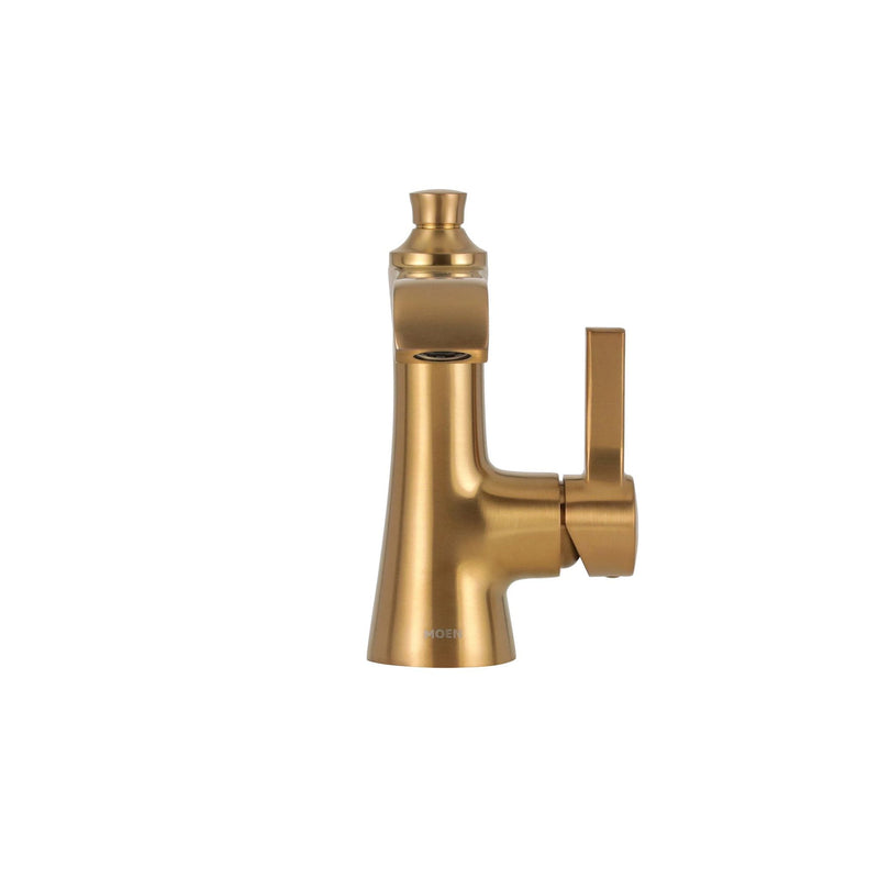 Moen Voss Single Handle High Arc Bathroom Sink Faucet, Brushed Gold S6