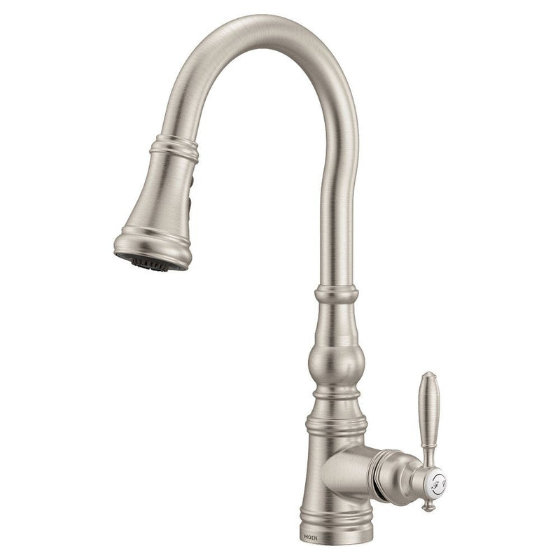 Moen Weymouth Single Handle High Arc Pull Down Spot-Resist Sprayer Kitchen Faucet with Power Boost, Stainless Steel R1