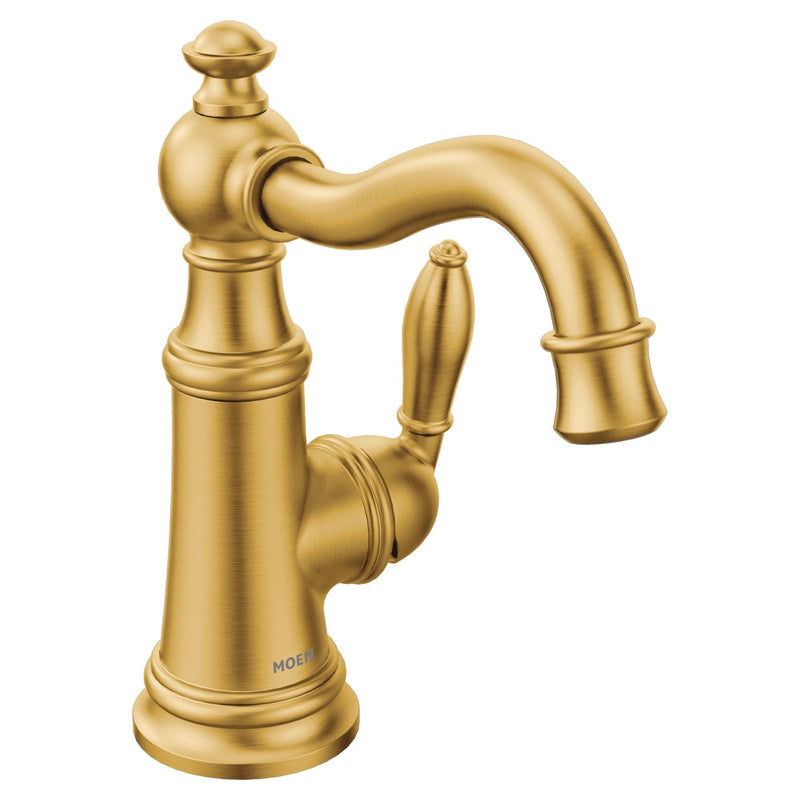 Moen Weymouth Single Handle Single Hole Bathroom Sink Faucet, WaterSense Certified, Brushed Gold P8