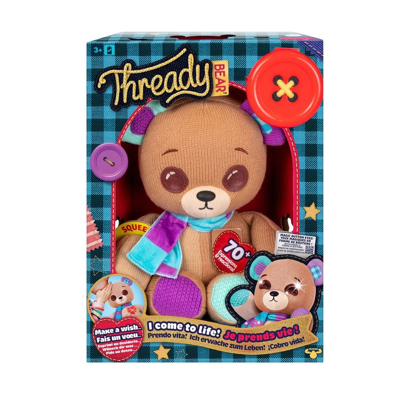 Moose Thready Bear Interactive Plush Teddy Bear, Ages 3+ D3