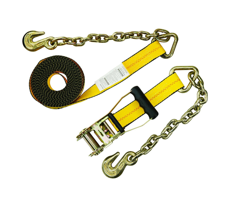 MotoMaster 10,000-lb Commercial Ratchet Tie Down Strap, with 18-in Chain, 2-in x 27-ft C8