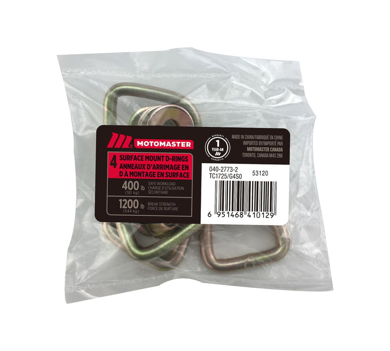 MotoMaster 1,200-lb Light Duty D-Ring, Surface Mountable, 4-pk H1