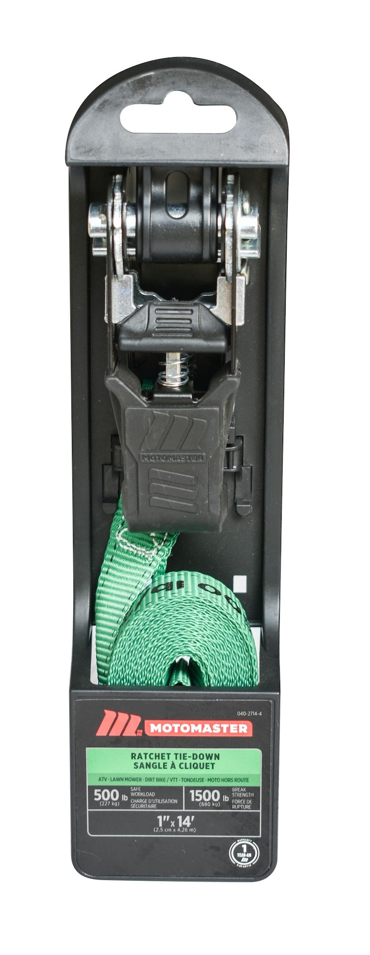 MotoMaster 1,500-lb Endless Padded Ratchet Tie Down Strap, Weatherproof, 1-in x 14-ft H8