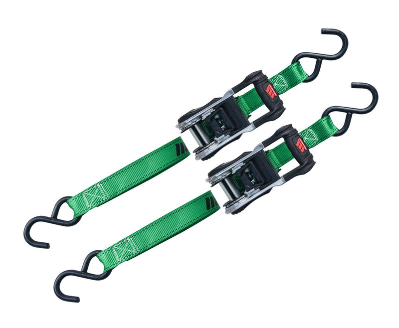 MotoMaster 1,500-lb Ratchet Tie Down Straps, with Padded Handle, 1-in x 10-ft, 2-pk L8