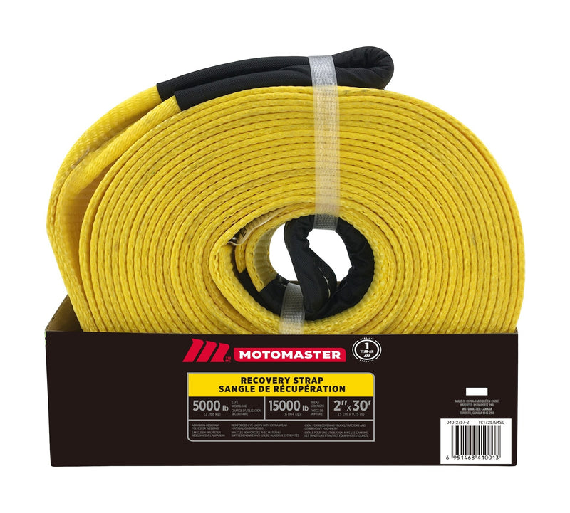 MotoMaster 15,000-lb Recovery Strap with Loop Ends, Commercial Grade, 2-in x 30-ft H4