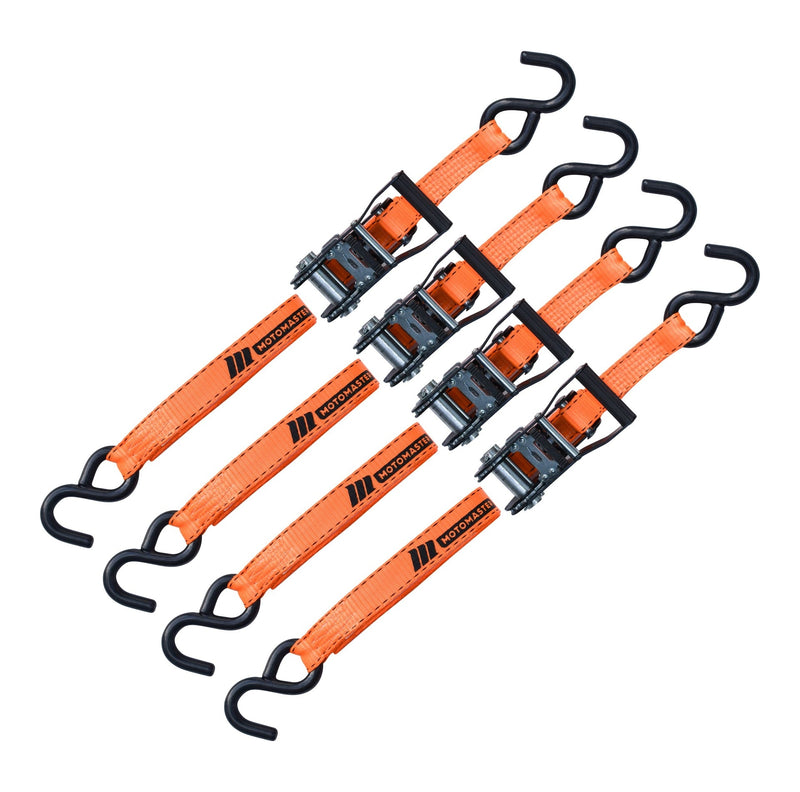 MotoMaster 3,000-lb Heavy Duty Ratchet Tie Down Strap, Non-Padded, 1-in x 10-ft, 4-pk Q5