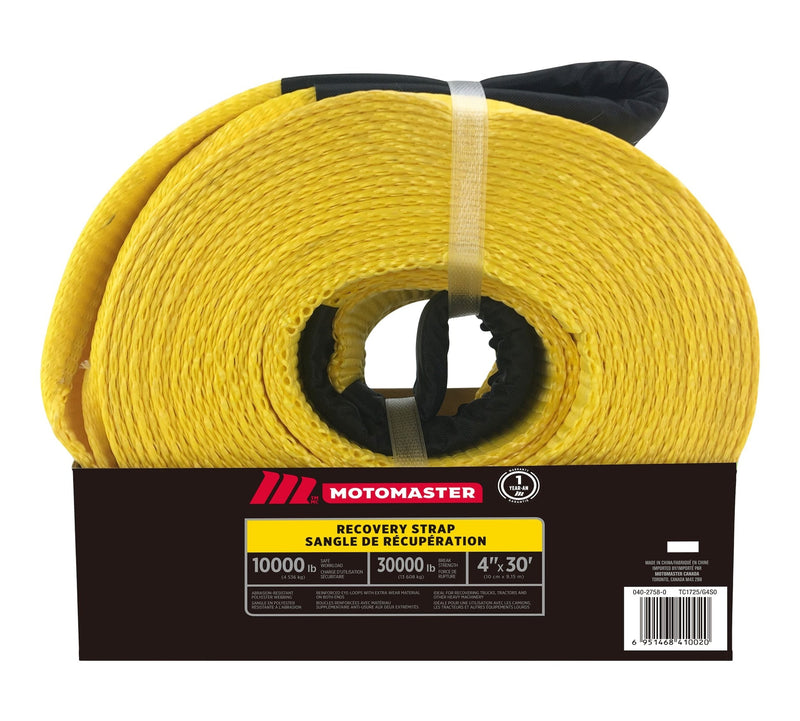 MotoMaster 30,000-lb Recovery Strap with Loop Ends, Commercial Grade, 4-in x 30-ft S7