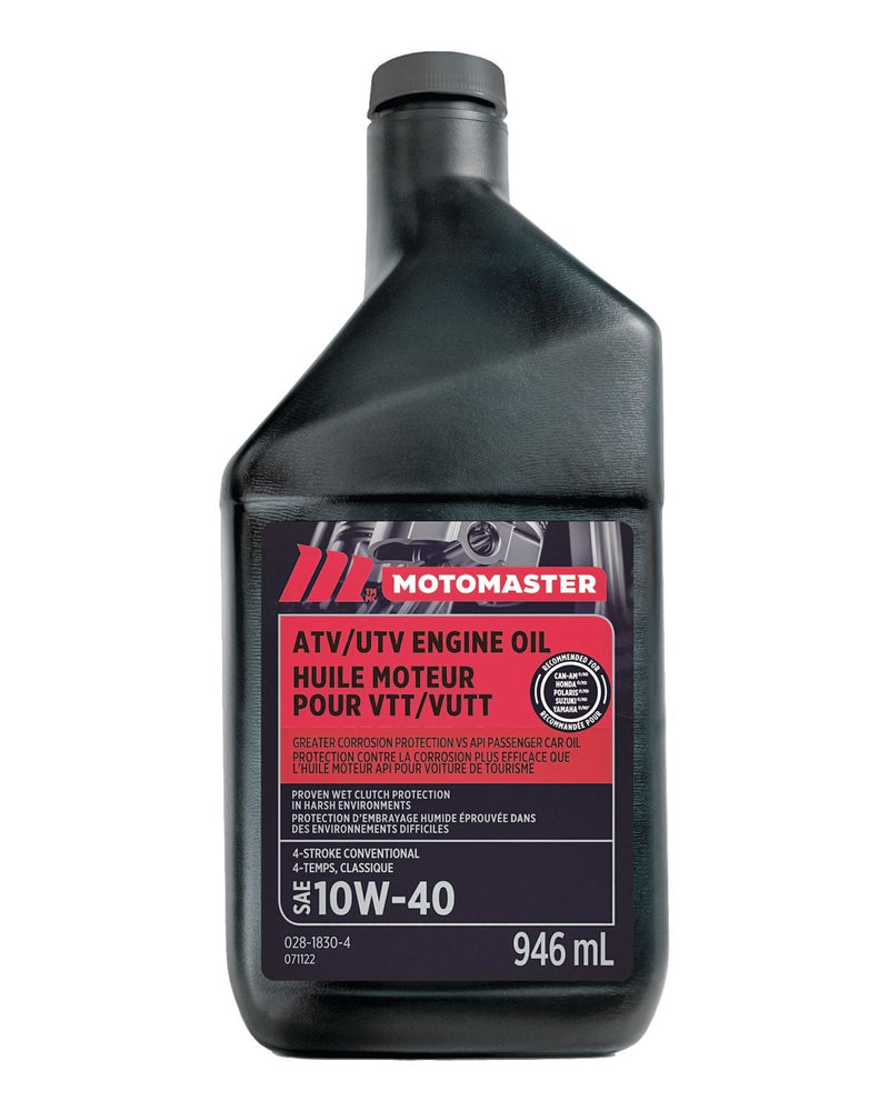 MotoMaster 4-Stroke Premium ATV/UTV Engine Oil 10W40, 946-mL H4