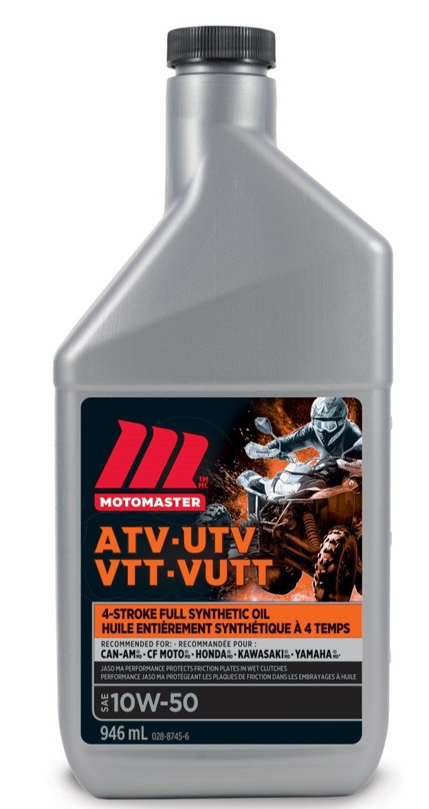 MotoMaster 4-Stroke Synthetic ATV/UTV Engine Oil 10W50, 946-mL O4