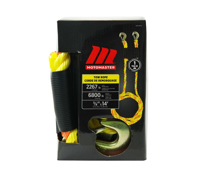 MotoMaster 6,800-lb Tow Rope, with Rust-Resistant Hooks, 5/8-in x 14-ft O2