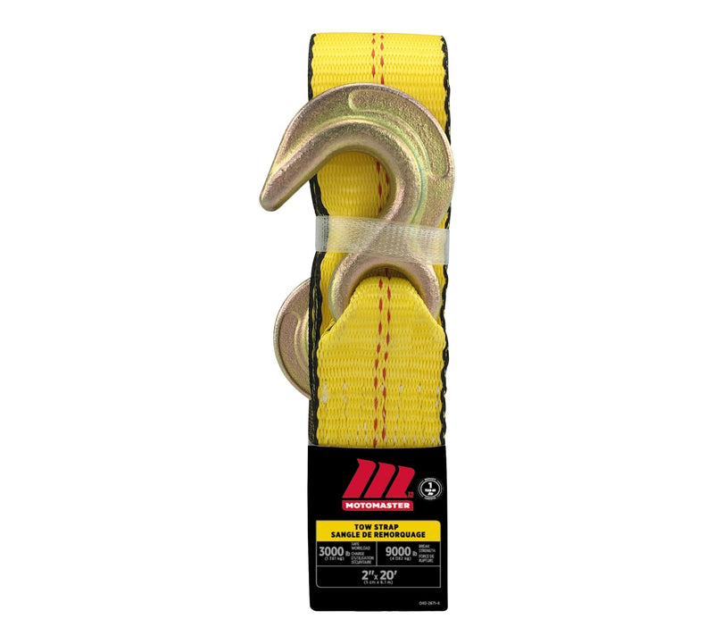 MotoMaster 9,000-lb Tow Strap with Rust-Resistant Hooks, 2-in x 20-ft S3