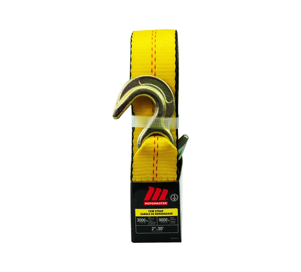 MotoMaster 9,000-lb Tow Strap, with Rust-Resistant Hooks, 2-in x 30-ft G8