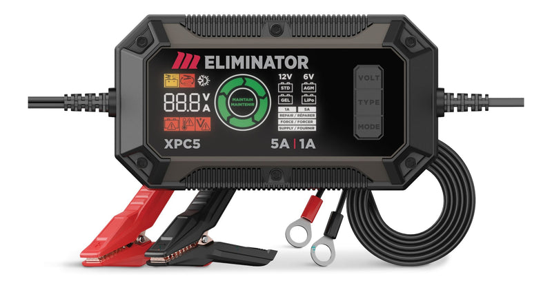 MotoMaster Eliminator Precision Series XPC5 Smart Battery Charger/Maintainer/Desulphator, 5/1-Amp, 6V/12V H5
