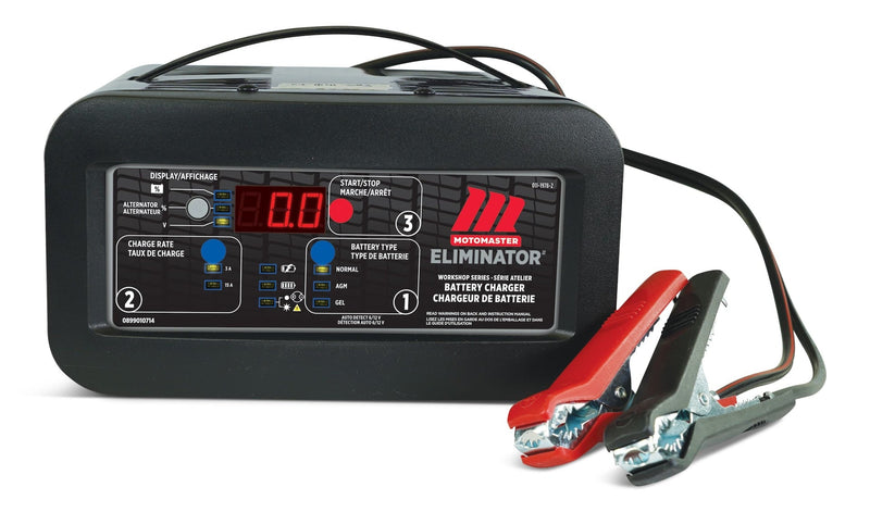 MotoMaster Eliminator Workshop Series Smart Battery Charger, Fully Automatic, 15/3-Amp, 6V/12V, C3