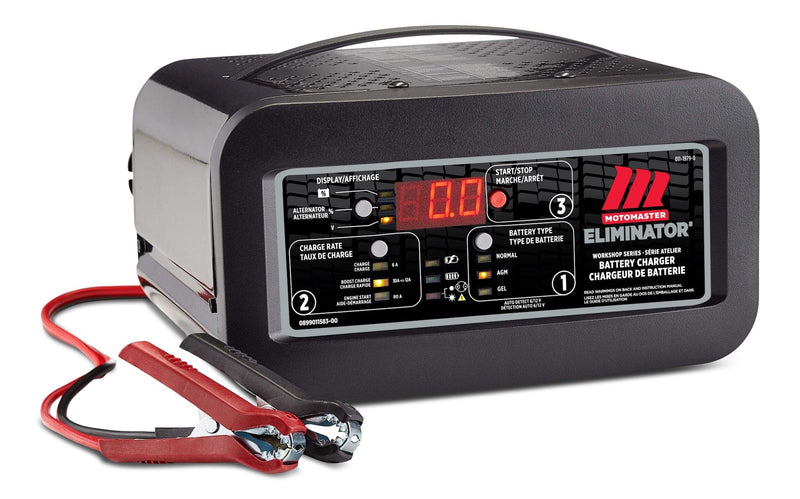 MotoMaster Eliminator Workshop Series Smart Battery Charger, Fully Automatic, 30/12/6-Amp, 6V/12V, with 80-Amp Engine Start I2