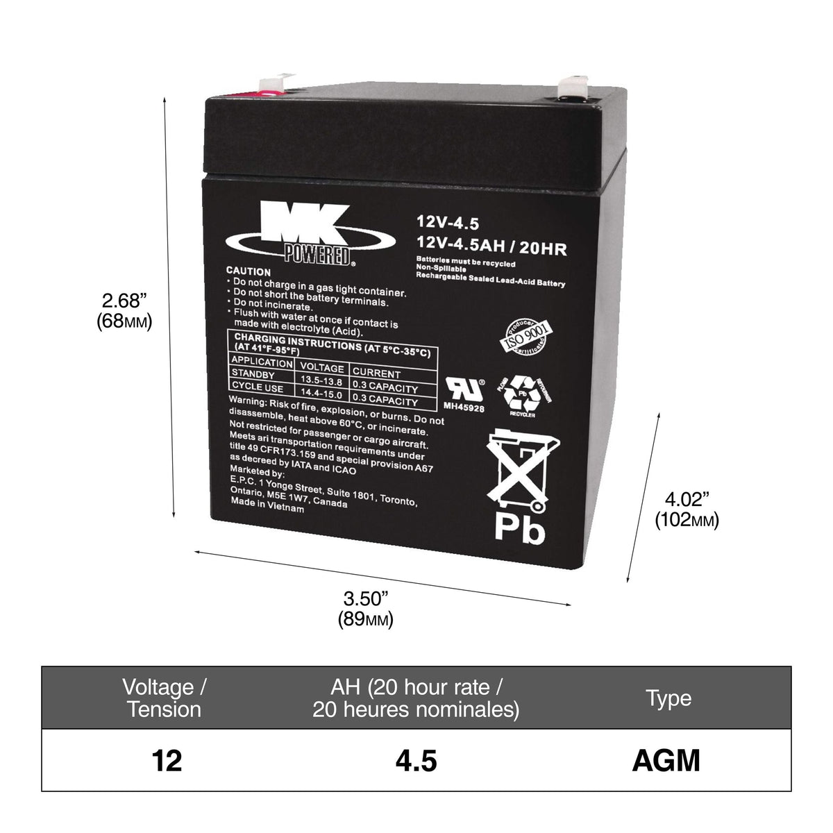 MOTOMASTER OEPLUS Group Size 94R (H7/L4) Battery, 800 CCA