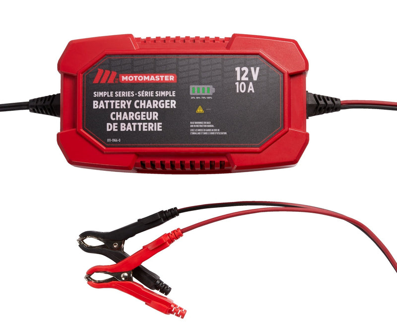 MotoMaster Simple Series Smart Battery Charger/Maintainer, Fully Automatic, 10-Amp, 12V G6