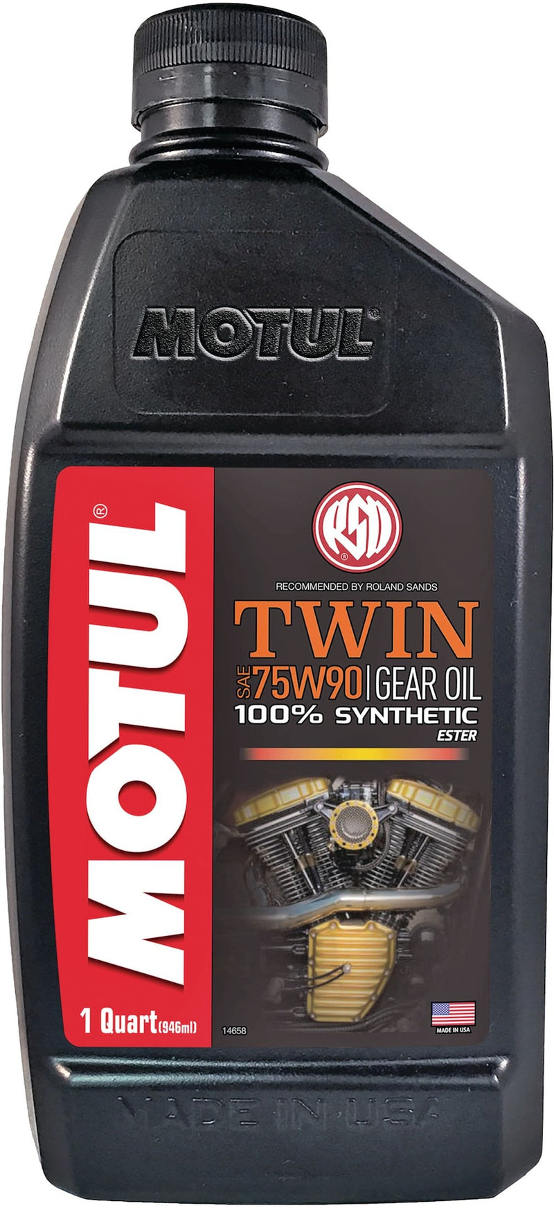 Motul Twin Synthetic Gear Motorcycle Oil 75W90, 946-mL W8