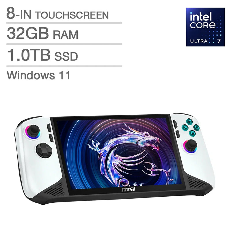 MSI CLAW 8 AI+ A2VM Polar Tempest Edition 8-in Touchscreen Handheld Gaming Computer, Intel Core Ultra 7 258V - 32GB RAM, 1TB SSD, Intel Arc S5