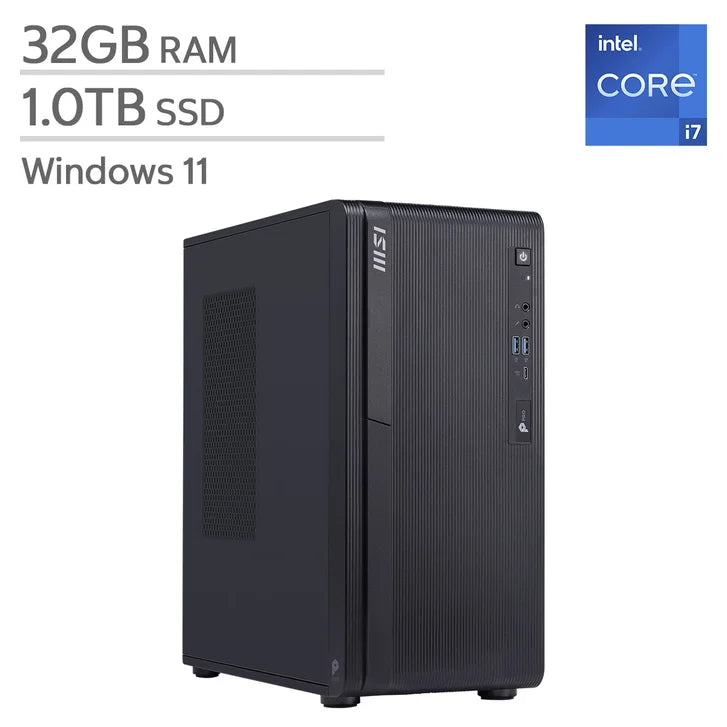 MSI PRO DP180 Desktop Computer, Intel Core i7-14700F - 32GB RAM, 1TB SSD, 8GB NVIDIA GeForce RTX 5060 M0