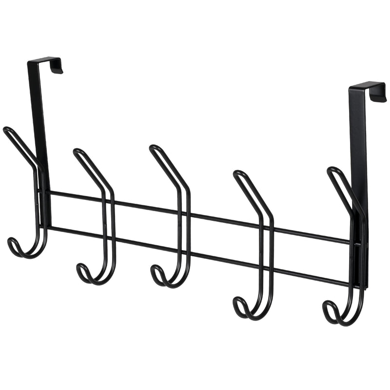 Neatfreak 19" Over The Door Double Metal 5 Hook, Black V3