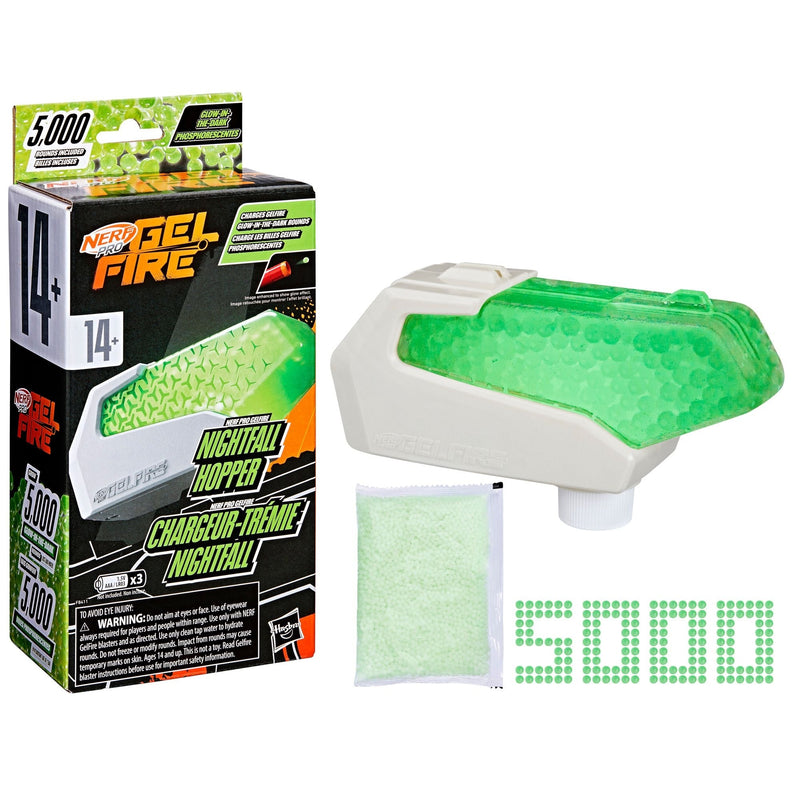 Nerf Pro Gelfire Glow In The Dark Nightfall Hopper with 5000 Gelfire Rounds D5