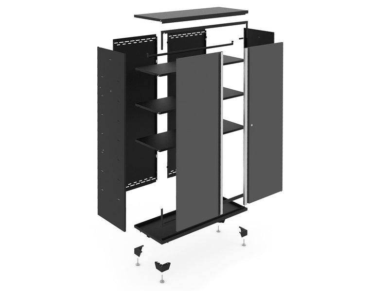 NewAge Bold Series Lockable 24-Gauge Steel RTA Storage Locker with 3 Shelves, Grey/Black, 36-in A3